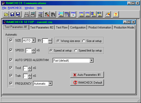 RAMCHECK Setup Screen