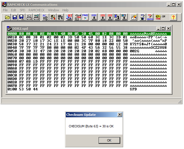 RAMCHECK LX
                      SPD checksum